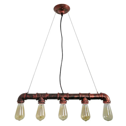 DecorBites™ Industrial Rustic Water Pipe Island Chandelier Light Fixture