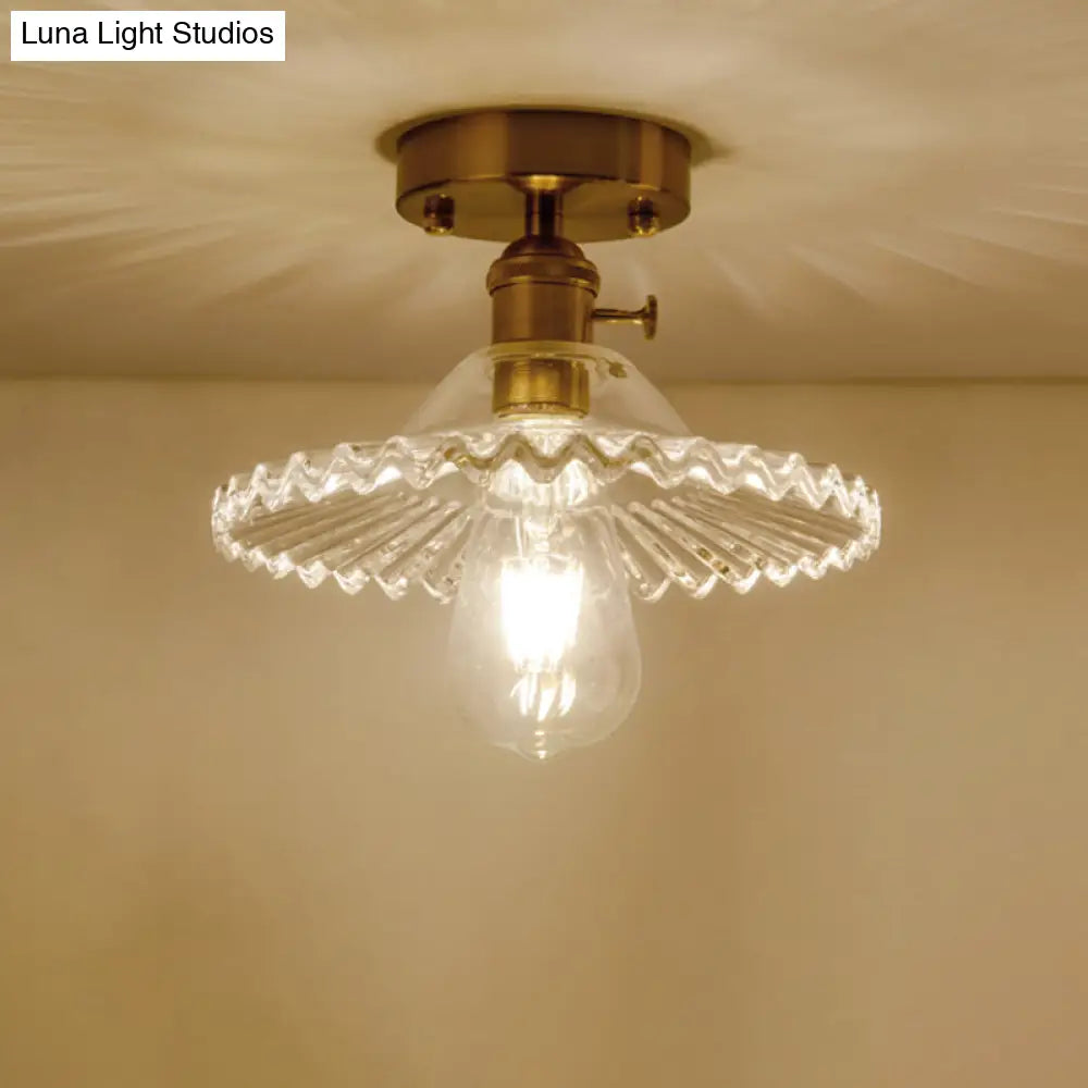 ديكوربايتس™ مصباح صناعي زجاجي مضلع صدفي نصف مسطح - شفاف/أخضر