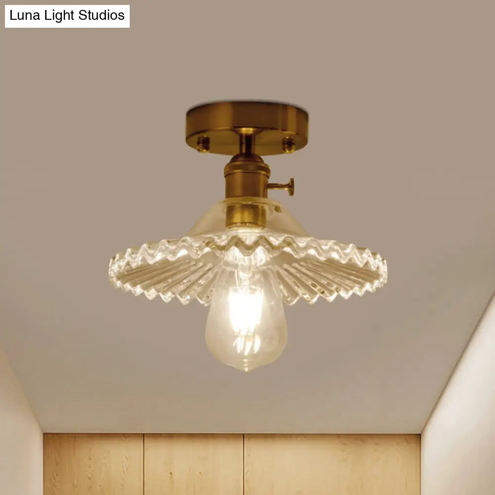 ديكوربايتس™ مصباح صناعي زجاجي مضلع صدفي نصف مسطح - شفاف/أخضر