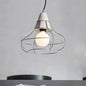 Industrial Silver Cage Pendant Light Fixture for Coffee House, 1 Head Iron, Cement Ceiling Lamp