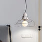 Industrial Silver Cage Pendant Light Fixture for Coffee House, 1 Head Iron, Cement Ceiling Lamp