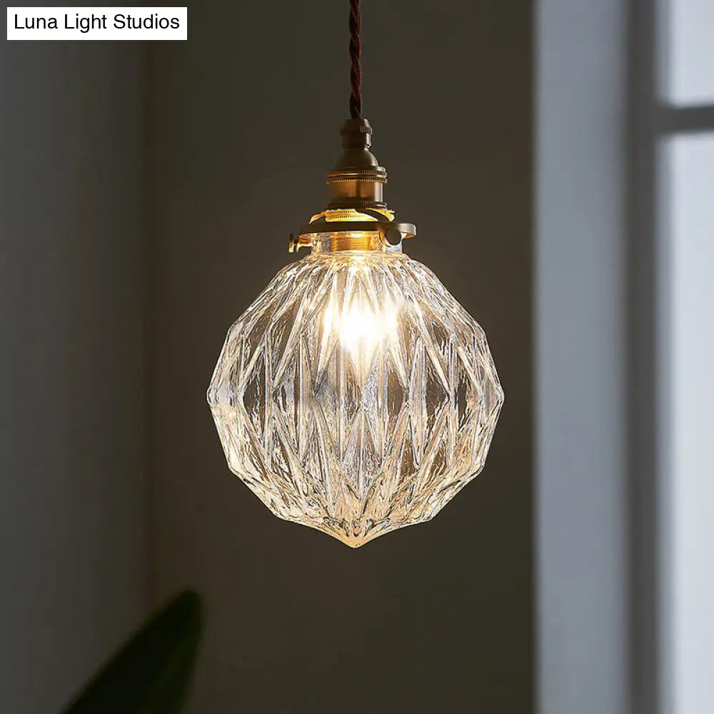 Industrial Single Pendant Light with Clear Glass Globe for Restaurant Ceiling