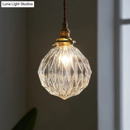 Industrial Single Pendant Light with Clear Glass Globe for Restaurant Ceiling