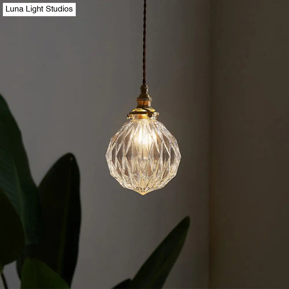 Industrial Single Pendant Light with Clear Glass Globe for Restaurant Ceiling