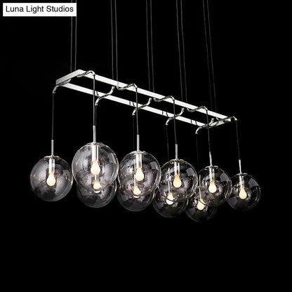 DecorBites™ Industrial Smoke Glass Island Lighting 6/8/10-Light Nickel/Bronze LED Pendant Fixture