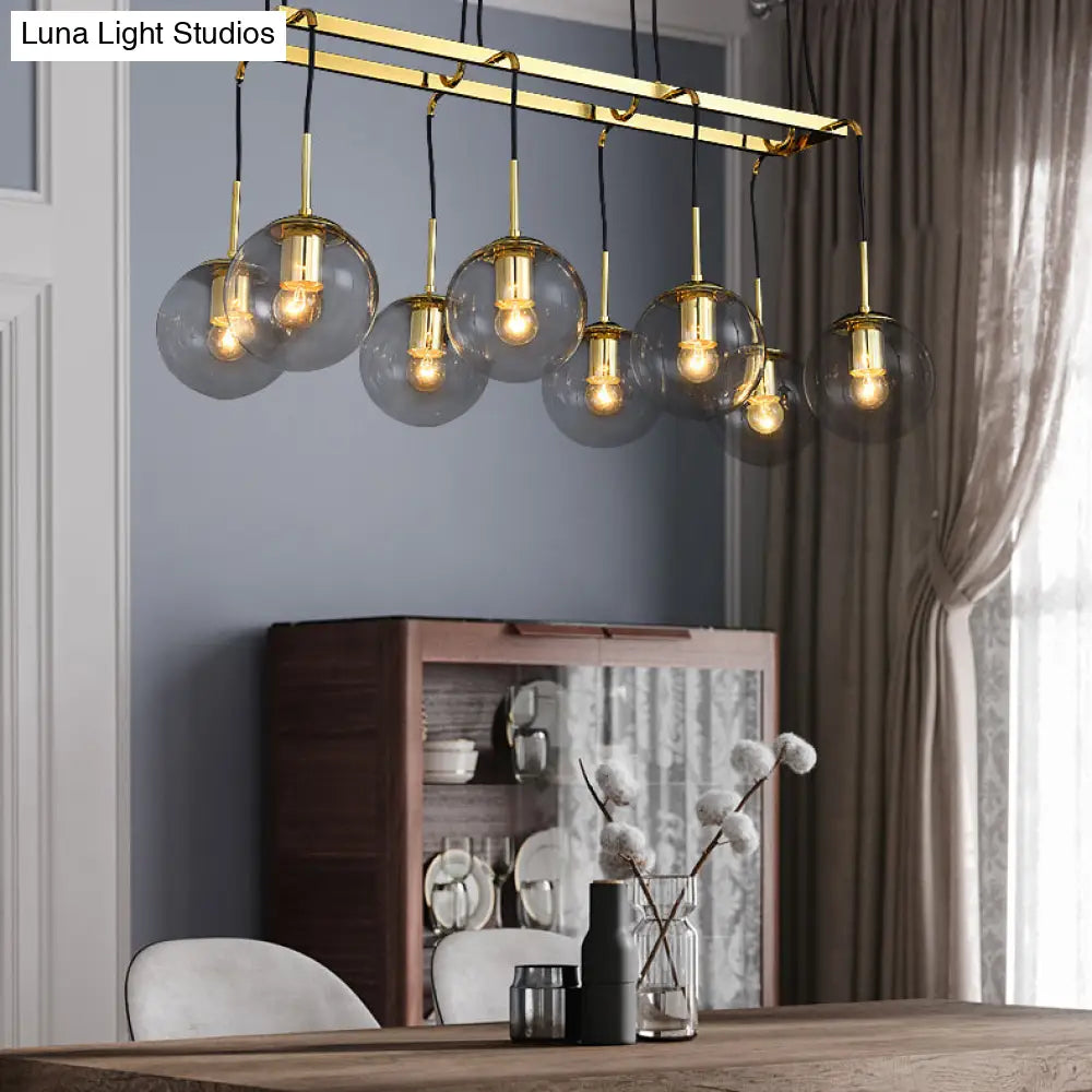 DecorBites™ Industrial Smoke Glass Island Lighting 6/8/10-Light Nickel/Bronze LED Pendant Fixture