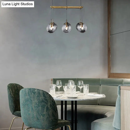 DecorBites™ Industrial Smoke Glass Island Lighting 6/8/10-Light Nickel/Bronze LED Pendant Fixture