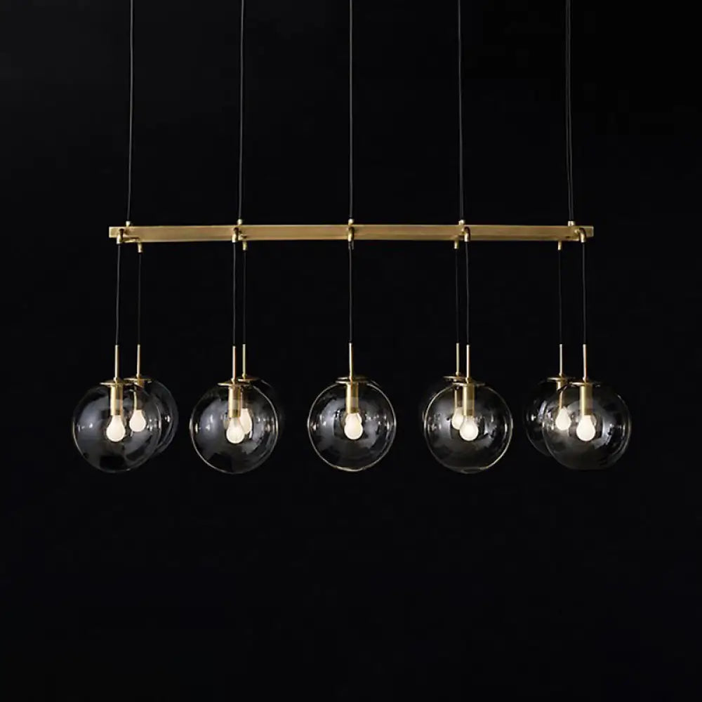 DecorBites™ Industrial Smoke Glass Island Lighting 6/8/10-Light Nickel/Bronze LED Pendant Fixture