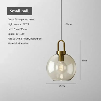 Transparent glass industrial glass pendant light with brass fixture and e27 bulb for modern dining room decorbites industrial glass