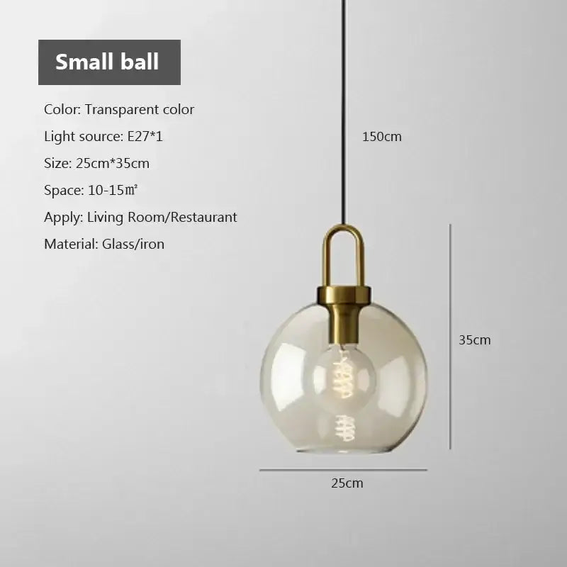 Transparent glass industrial glass pendant light with brass fixture and e27 bulb for modern dining room decorbites industrial glass