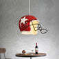 Industrial Soccer Helmet Pendant Light in Red/White for Restaurants