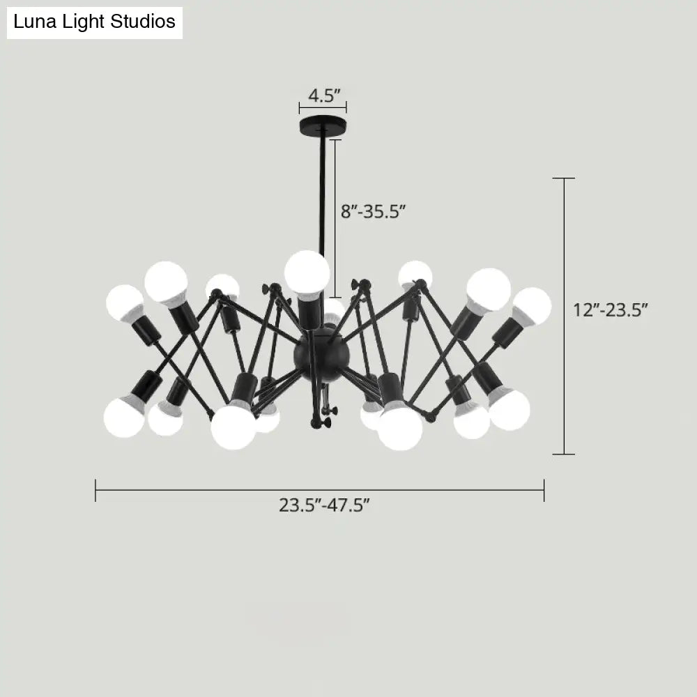 Industrial Spider Chandelier with Open Bulb Design for Clothing Shops