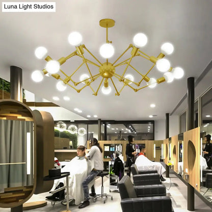 Industrial Spider Chandelier with Open Bulb Design for Clothing Shops