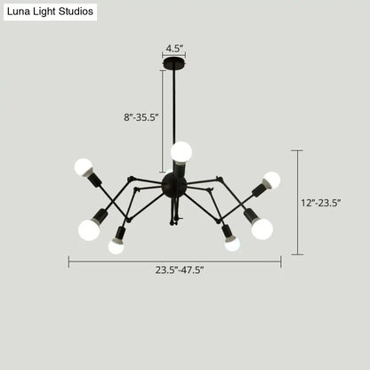 Industrial Spider Chandelier with Open Bulb Design for Clothing Shops