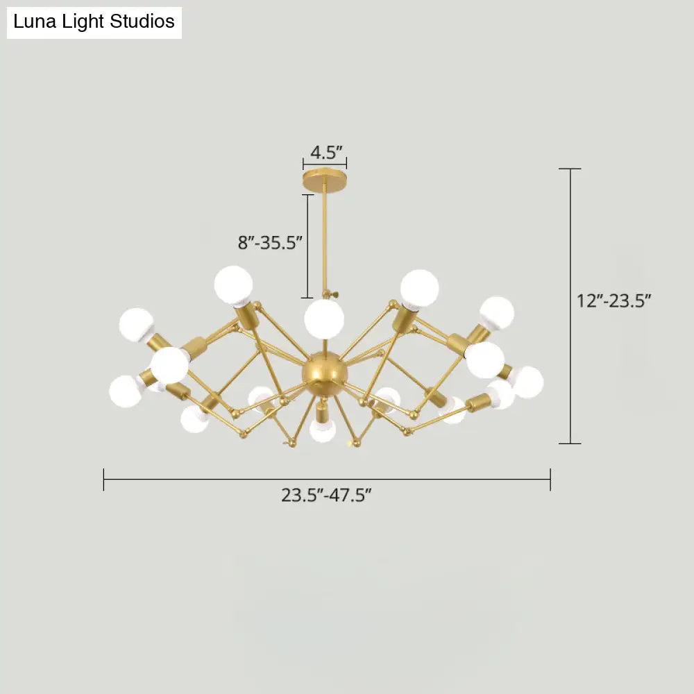 Industrial Spider Chandelier with Open Bulb Design for Clothing Shops