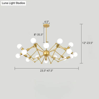 Industrial Spider Chandelier with Open Bulb Design for Clothing Shops