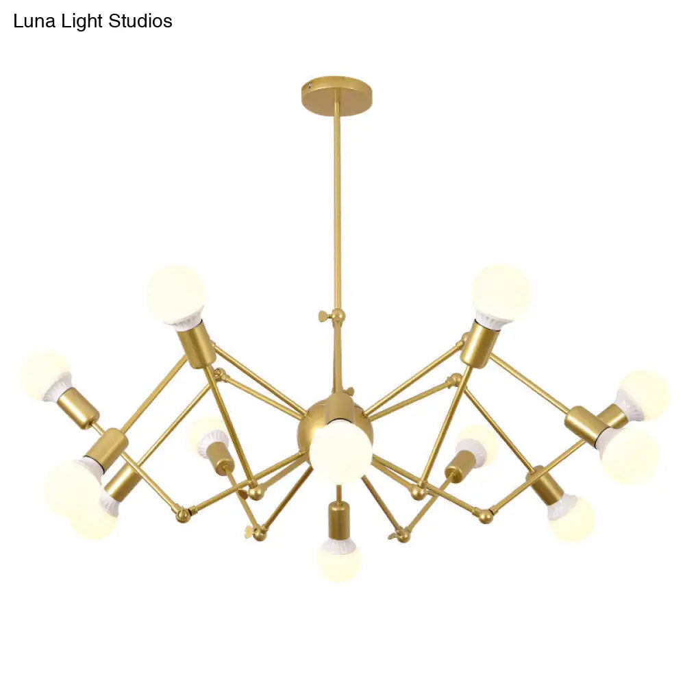 Industrial Spider Chandelier with Open Bulb Design for Clothing Shops