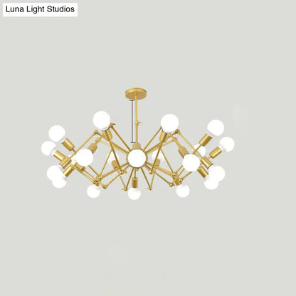 Industrial Spider Chandelier with Open Bulb Design for Clothing Shops