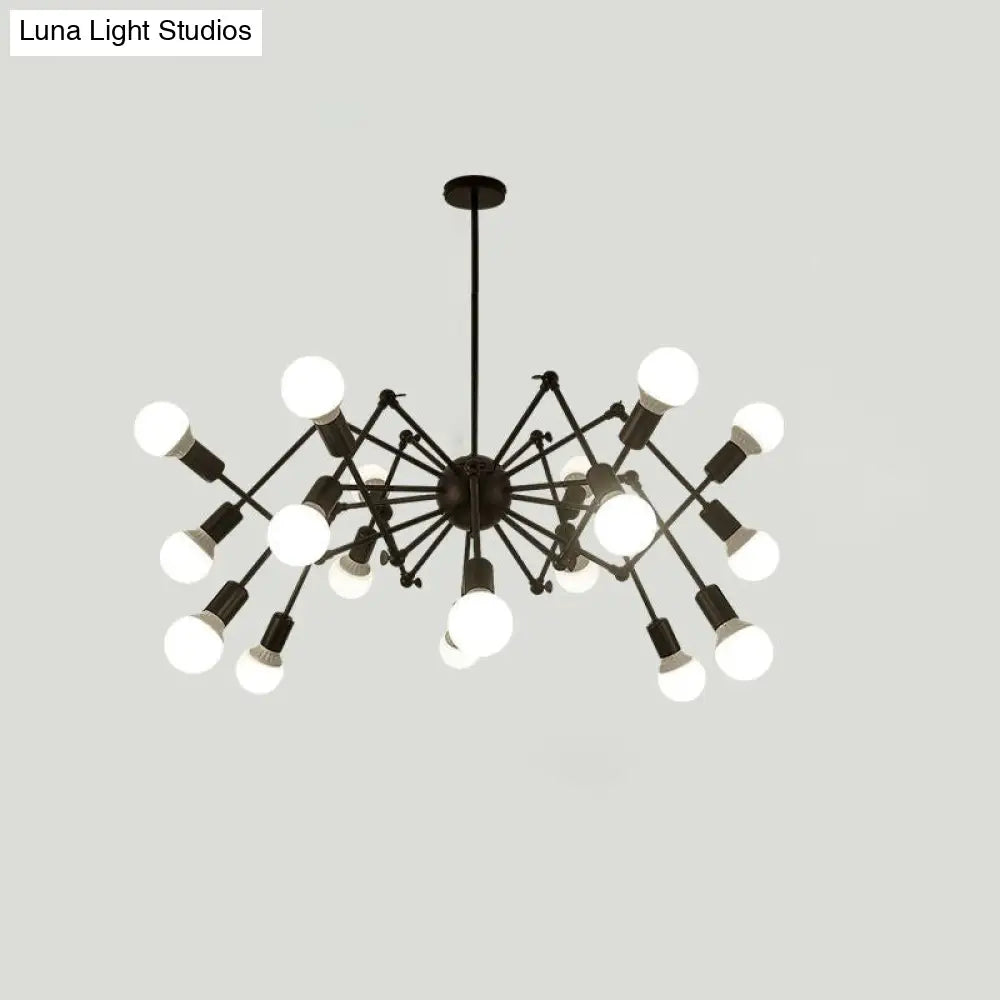 Industrial Spider Chandelier with Open Bulb Design for Clothing Shops