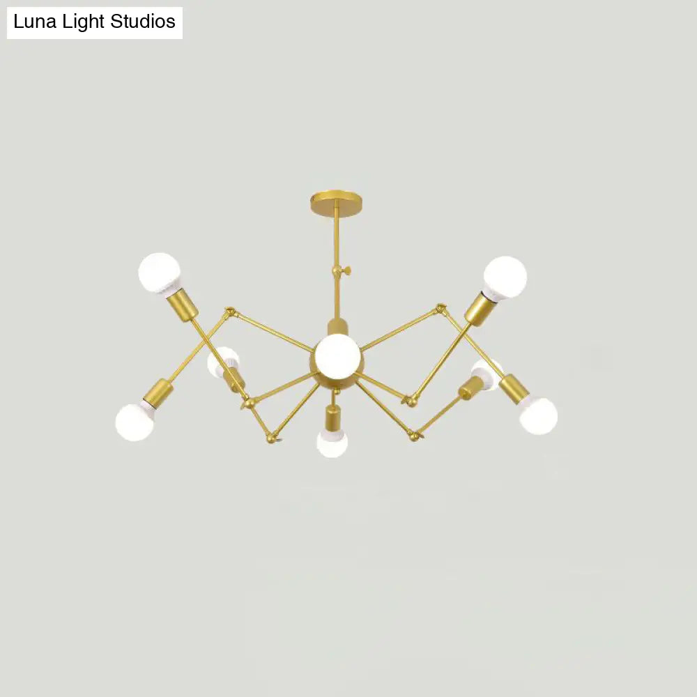 Industrial Spider Chandelier with Open Bulb Design for Clothing Shops