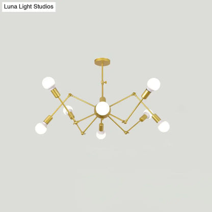 Industrial Spider Chandelier with Open Bulb Design for Clothing Shops