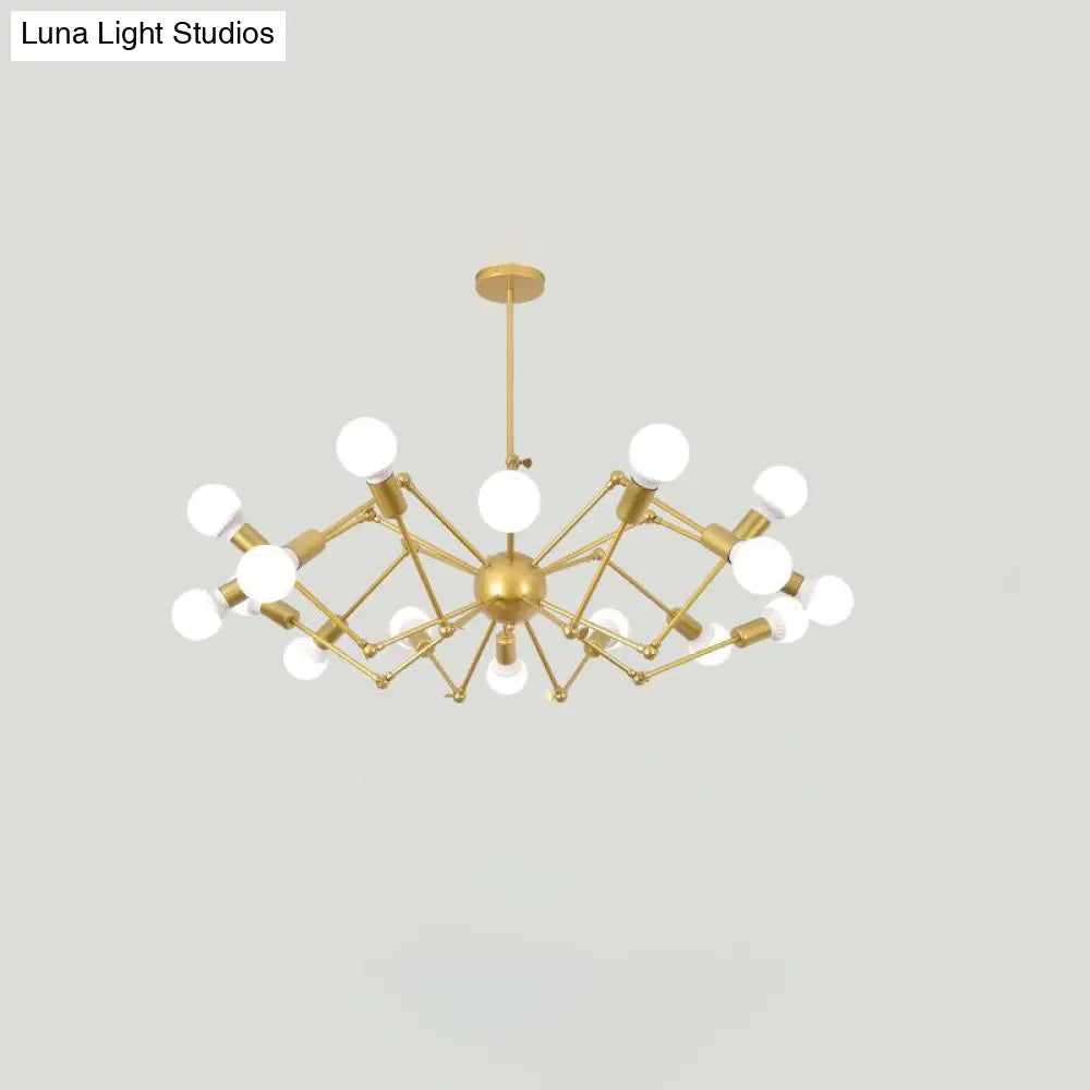 Industrial Spider Chandelier with Open Bulb Design for Clothing Shops