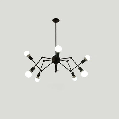 Industrial Spider Chandelier with Open Bulb Design for Clothing Shops