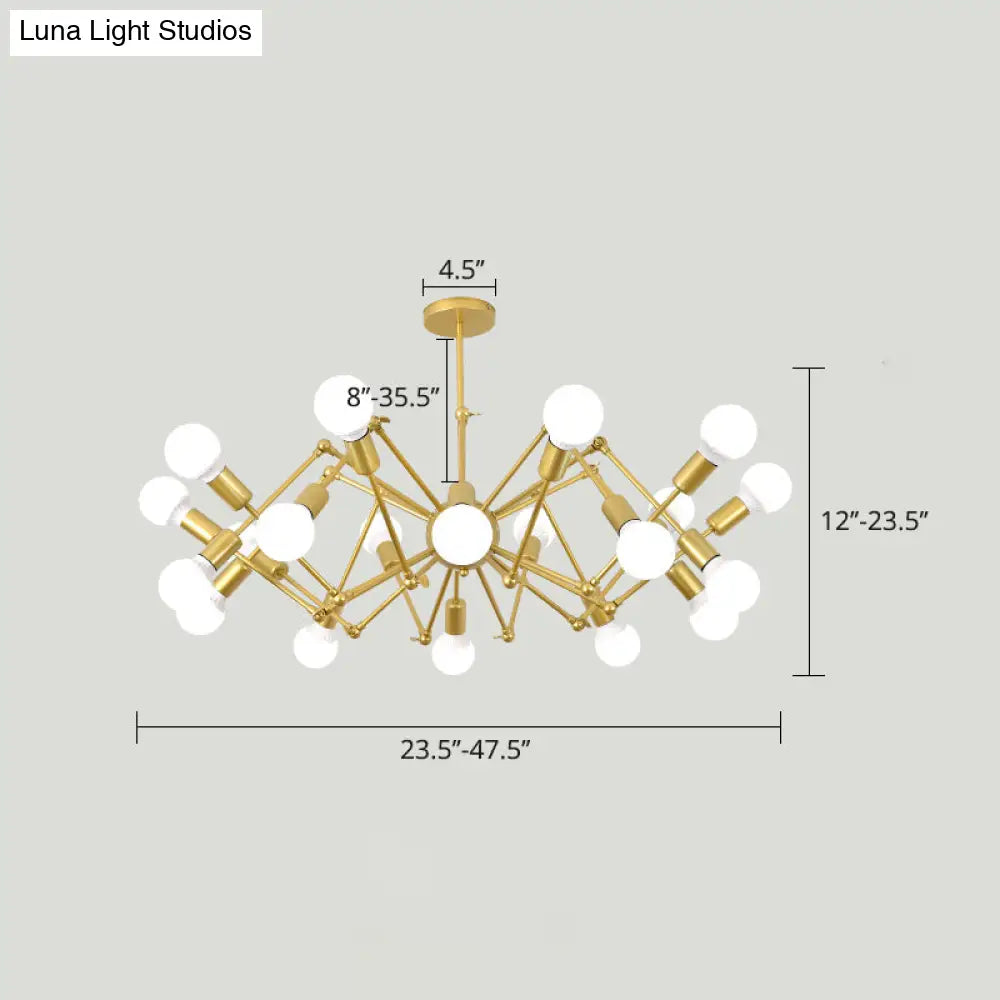 Industrial Spider Chandelier with Open Bulb Design for Clothing Shops