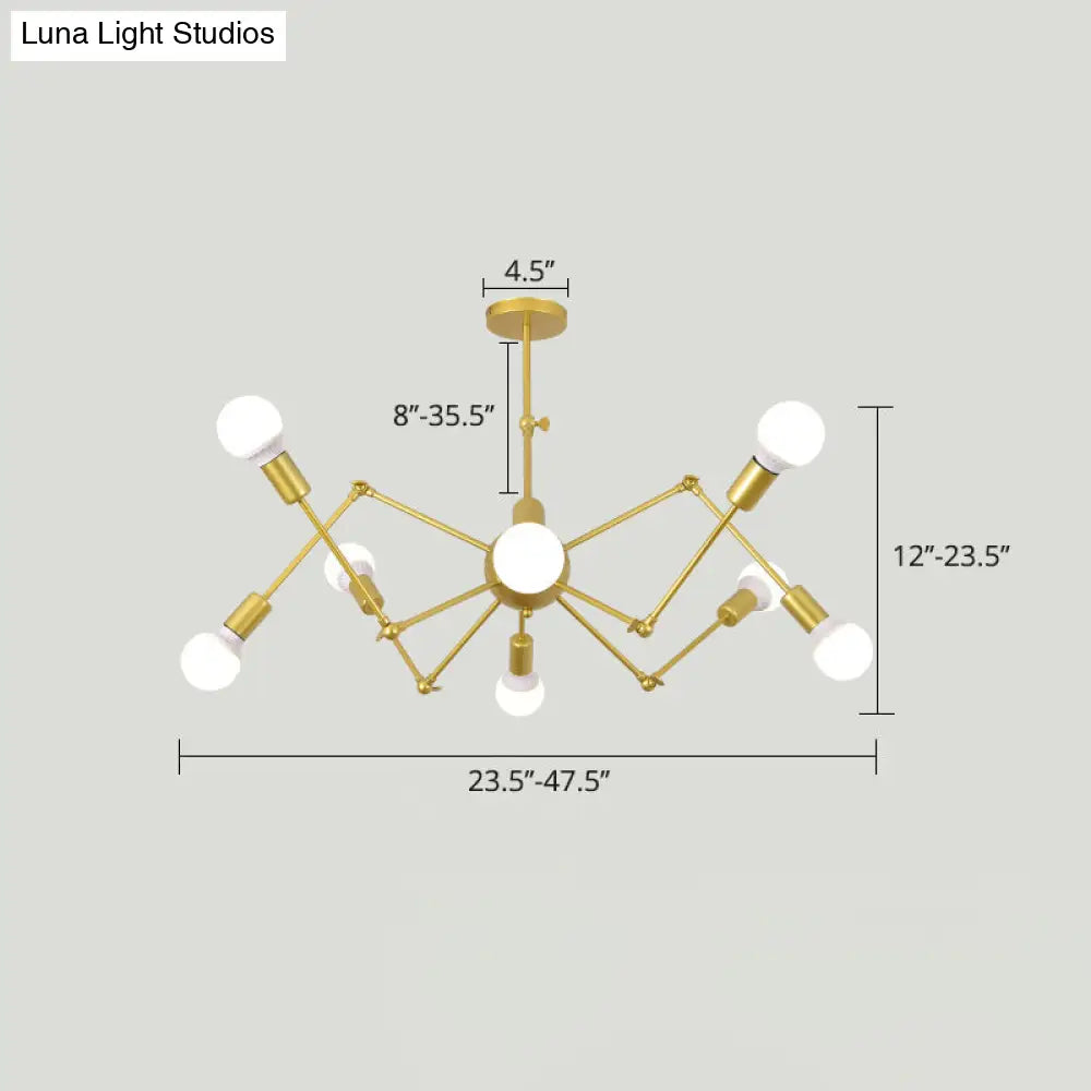 Industrial Spider Chandelier with Open Bulb Design for Clothing Shops