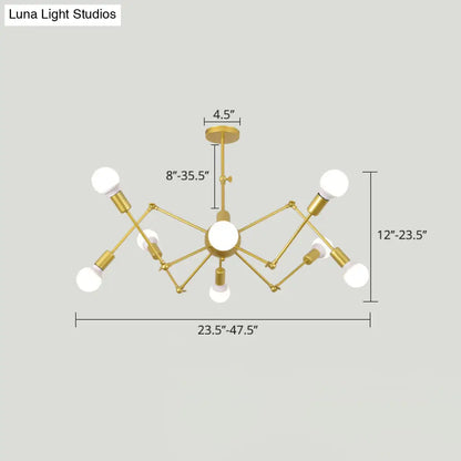 Industrial Spider Chandelier with Open Bulb Design for Clothing Shops