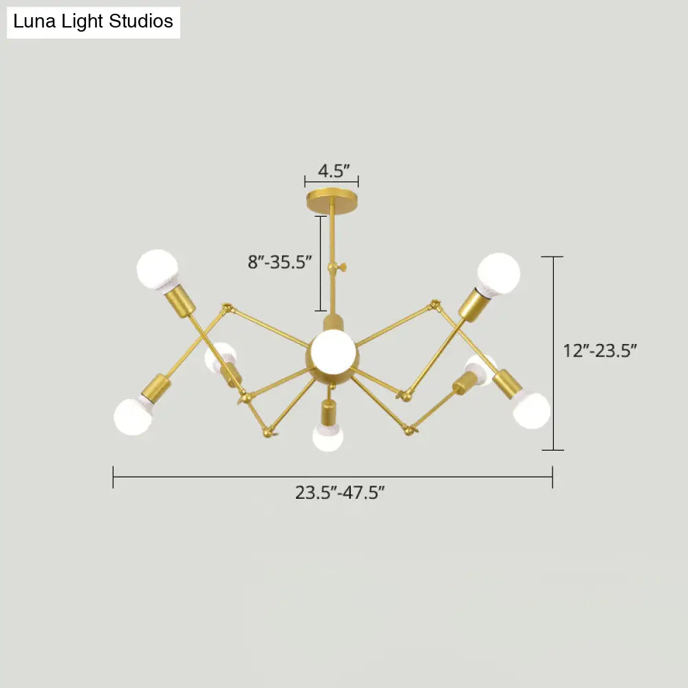 Industrial Spider Chandelier with Open Bulb Design for Clothing Shops