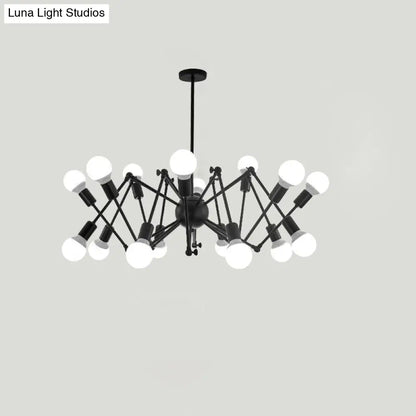 Industrial Spider Chandelier with Open Bulb Design for Clothing Shops