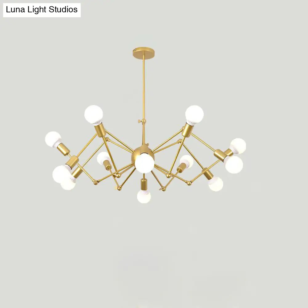 Industrial Spider Chandelier with Open Bulb Design for Clothing Shops