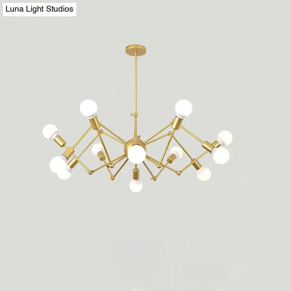 Industrial Spider Chandelier with Open Bulb Design for Clothing Shops