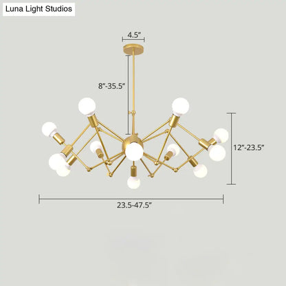 Industrial Spider Chandelier with Open Bulb Design for Clothing Shops