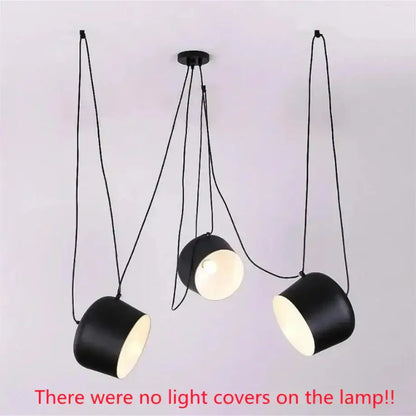 Black cylindrical industrial spider pendant lamp with matte finish and exposed bulbs for living room decorbites design