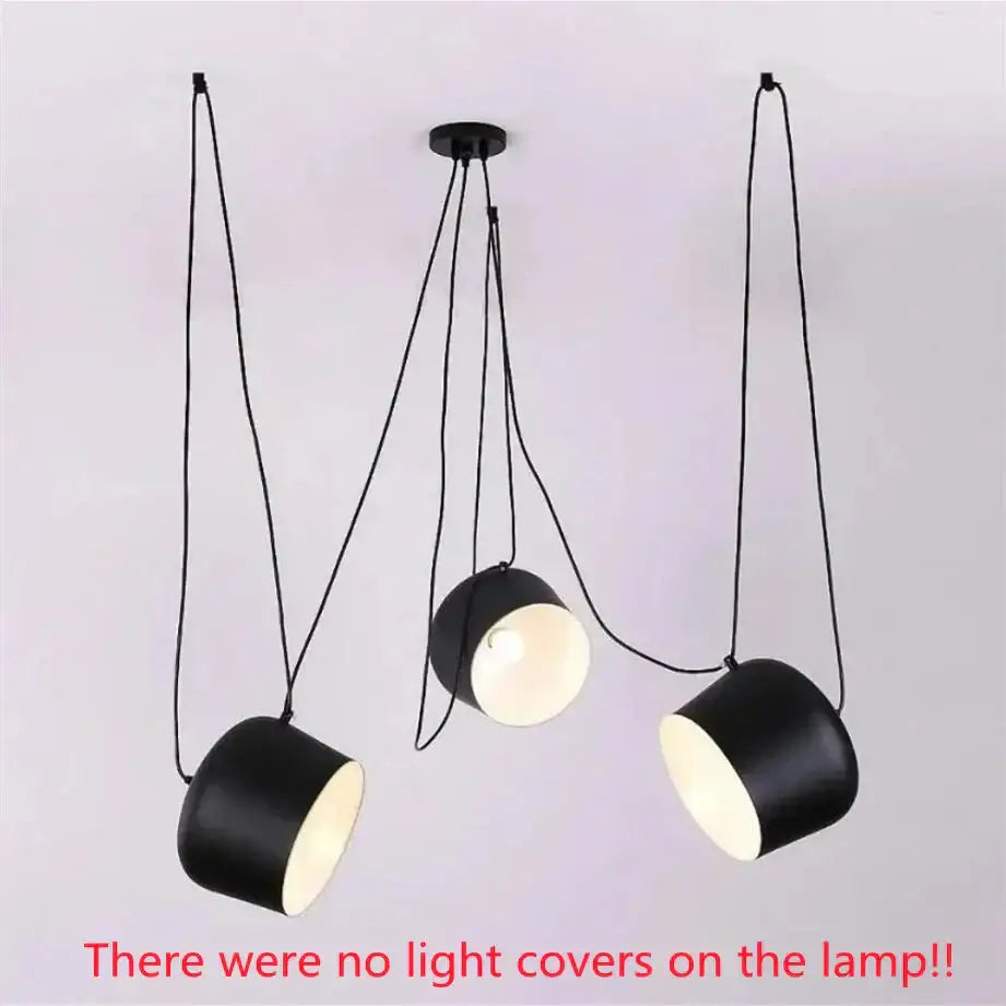 Black cylindrical industrial spider pendant lamp with matte finish and exposed bulbs for living room decorbites design