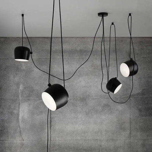 Black matte finish industrial spider pendant lamp with cylindrical shades and exposed cords for living room decorbites industrial spider pendant