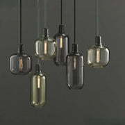 Set of six decorbites industrial stained glass pendant lights with smoked and frosted glass for dining room decor