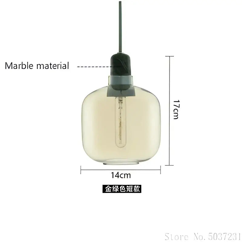 A 17cm tall industrial stained glass pendant light with translucent amber globe and black marble top cap for dining room decorbites industrial stained