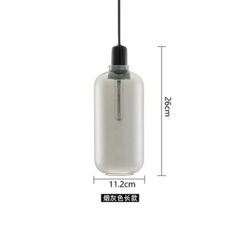 A sleek 26cm tall smoked gray glass pendant light with black cord and metal fixture decorbites industrial stained glass