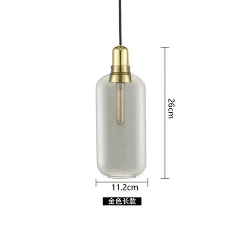 A 26cm tall industrial stained glass pendant light with frosted smoked glass and gold metal accents for dining room decorbites