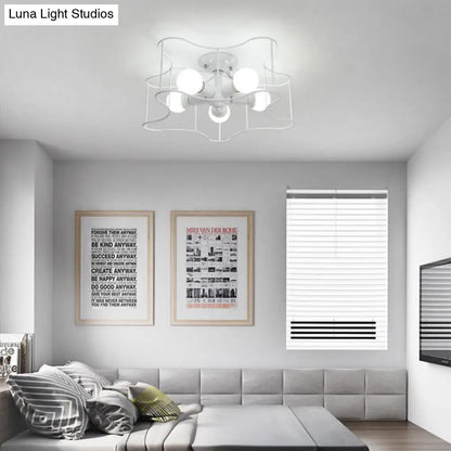 DecorBites™ DecorBites™ Industrial Star Shaped Metal 5-Bulb Light Fixture in Black/White with Cage for Living Room.