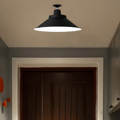 DecorBites™ DecorBites™ Industrial-Style 1-Head Flush Mount Cone Ceiling Light - 12"/16"/19.5" Wide - Black Metal Finish
