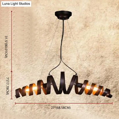 DecorBites™ Industrial Style 2-Head Spiral Metal Pendant Lamp for Cafe and Bar Lighting in Rust