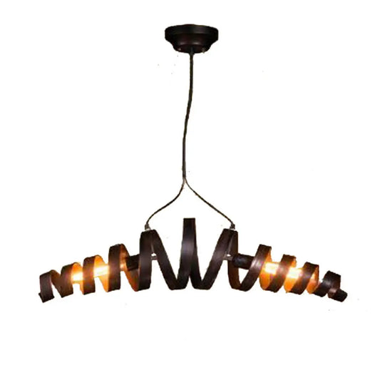 DecorBites™ Industrial Style 2-Head Spiral Metal Pendant Lamp for Cafe and Bar Lighting in Rust