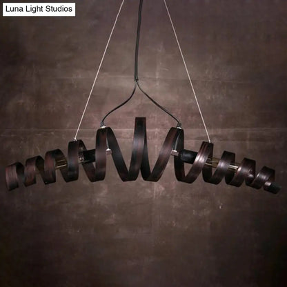 DecorBites™ Industrial Style 2-Head Spiral Metal Pendant Lamp for Cafe and Bar Lighting in Rust