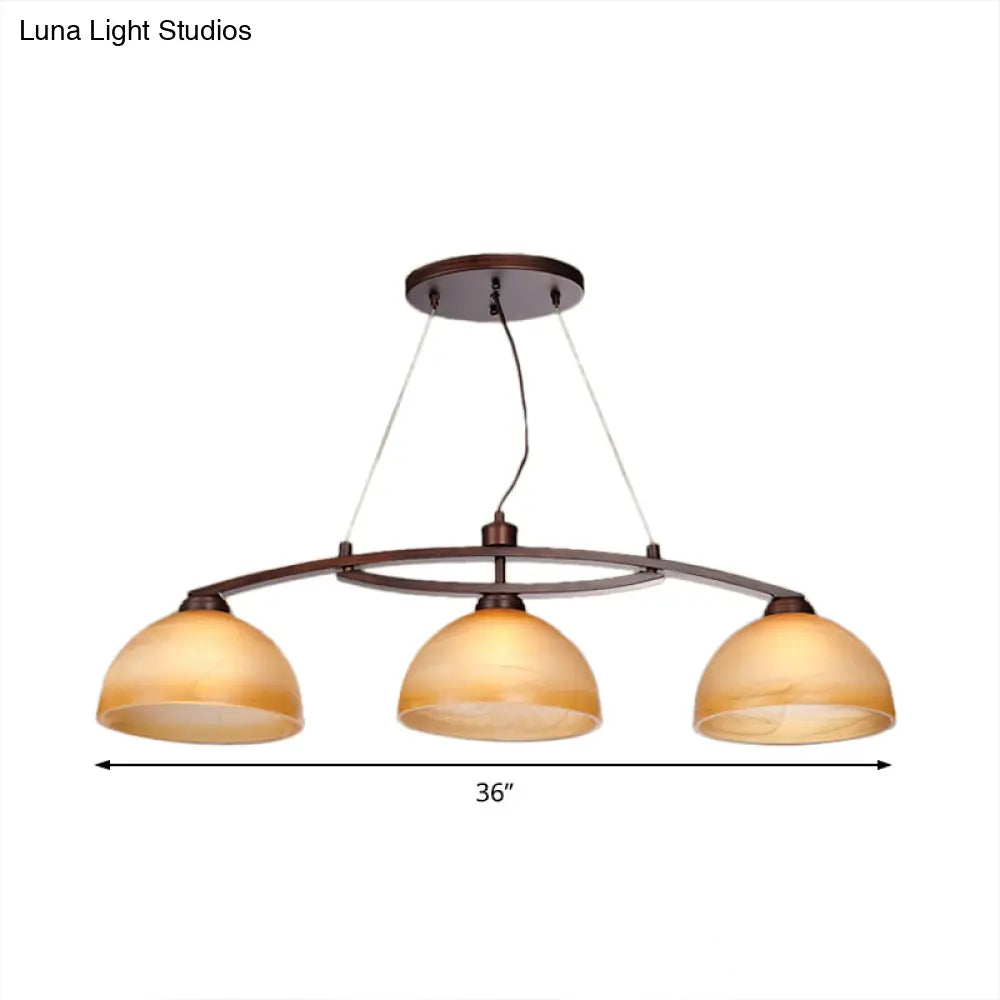 DecorBites™ Industrial Style 3-Bulb Amber Glass Pendant Island Lamp in Oil Rubbed Bronze Finish for Indoor Use
