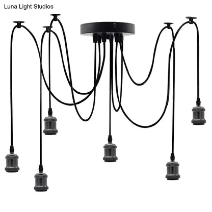 Industrial Style Aluminum Multi Pendant Light with 6 Spider-Style Drop Ceiling Lights for Bar