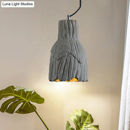 Industrial-Style Barn/Domed Ceiling Pendant Lamp in Grey, 6"/12" Wide - Cement Hanging Light Fixture